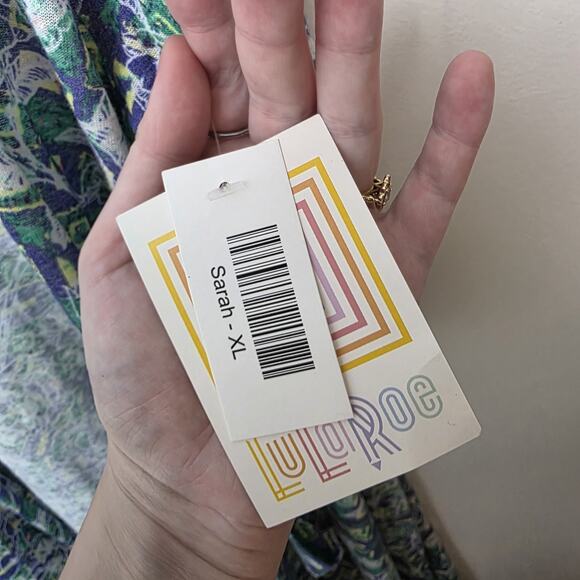 Lularoe Blue Green White Eclectic Linen Blend Boho Long Cardigan Size XL - Picture 5 of 10